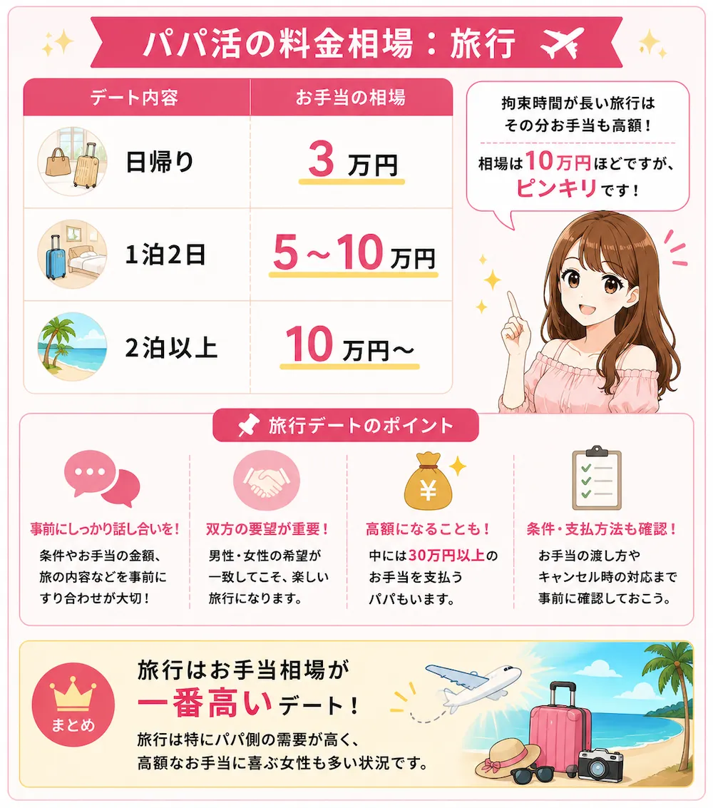 パパ活の料金相場：旅行